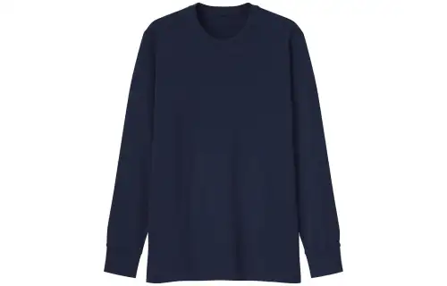 UNIQLO T Shirts Men's Navy Blue Crew Neck Moderate