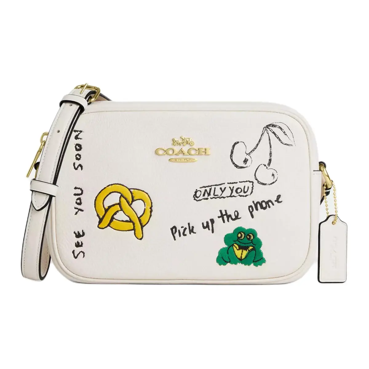 COACH Jamie Pebble Leather Camera Bag, Shoulder Bag Small Women's Chalk White