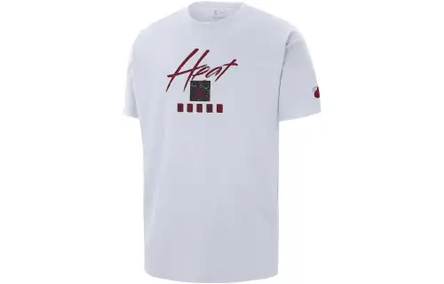 Jordan Miami Heat Courtside NBA Max90 letter print ribbed round neck sports short-sleeved T-shirt Miami Heat Men's White