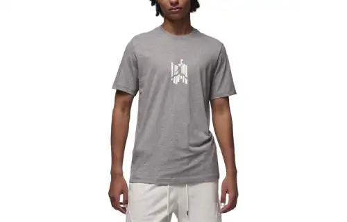 Jordan T Shirts Men's Gray Crew Neck Moderate Straight Fit
