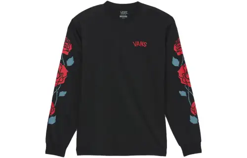 Vans Rose Sleeve Long Sleeve T Shirt T Shirt Unisex Black
