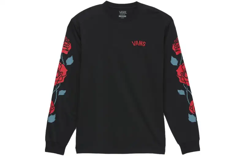Vans Rose Sleeve Long Sleeve T Shirt T Shirt Unisex Black