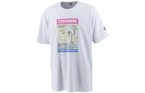 Converse T Shirts Men's White Crew Neck Moderate Straight Fit