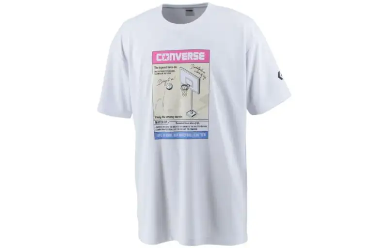 Converse T Shirts Men's White Crew Neck Moderate Straight Fit
