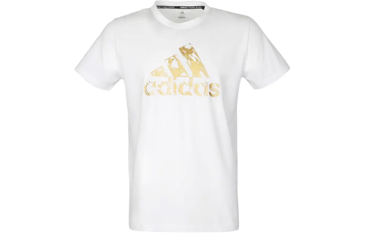 Adidas T Shirt Unisex White Gold