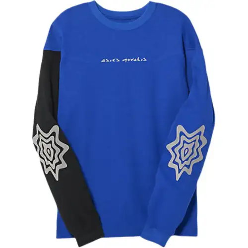 ASICS T Shirts Men's Blue Crew Neck Moderate