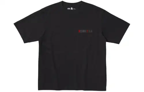 UNIQLO T Shirts Unisex Black Crew Neck Moderate Straight Fit