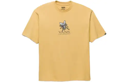 Vans Checker Fly T Shirts Men's Ochre Crew Neck Moderate Straight Fit