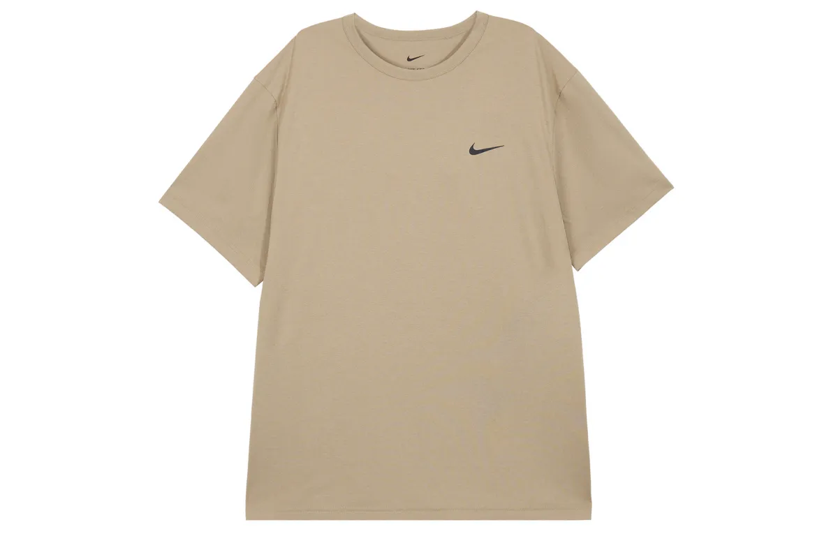 Nike T-Shirts Men's Khaki Crew Neck Moderate Straight Fit