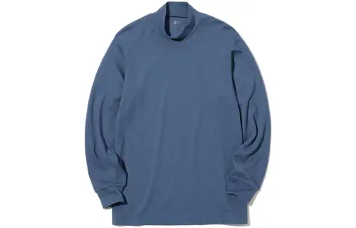 UNIQLO T Shirts Unisex Royal Blue Turtleneck Moderate