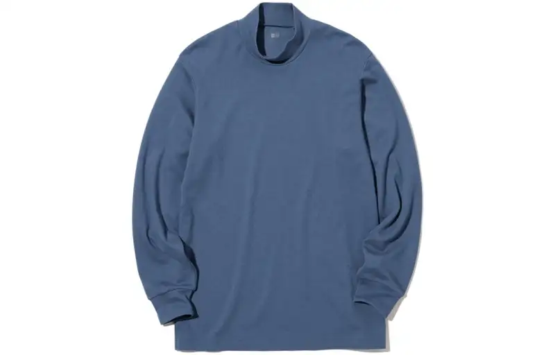 UNIQLO T Shirts Unisex Royal Blue Turtleneck Moderate