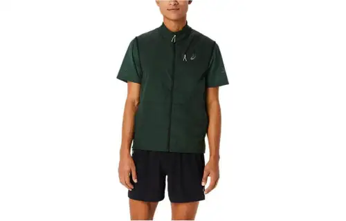 ASICS T Shirts Men's Dark Green Stand Collar Moderate Straight Fit