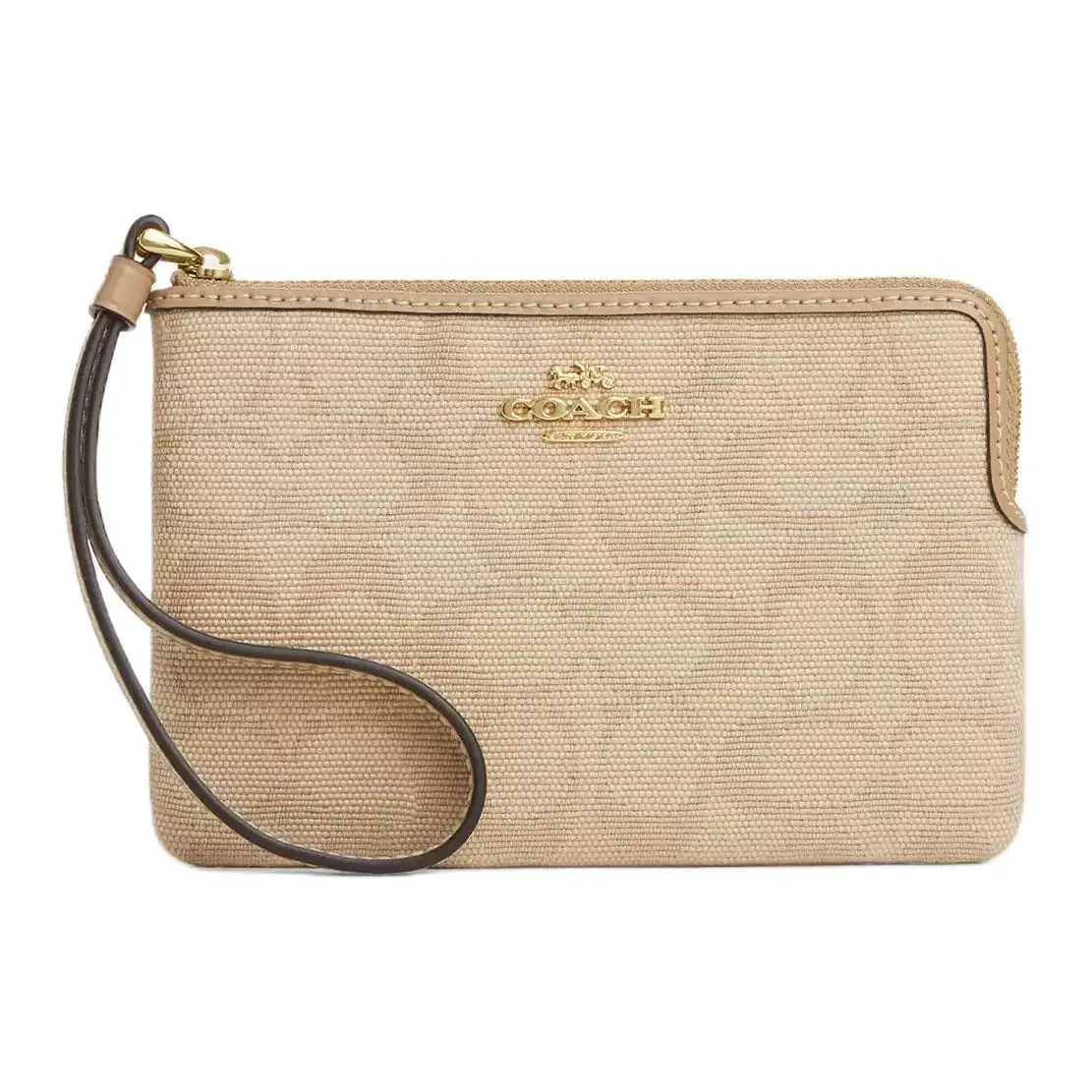 COACH Coated Canvas With Leather Clutches Small Women's Natural