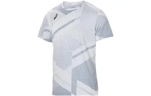 ASICS T Shirts Men's White Crew Neck Moderate Straight Fit
