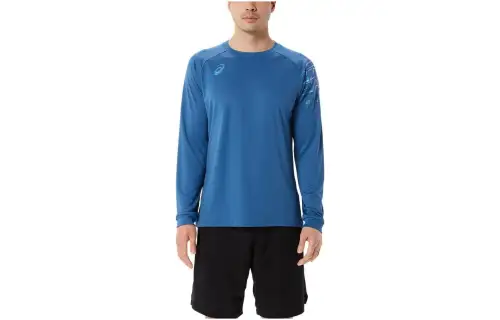 ASICS Dry Aurora T Shirts Men's Cerulean Crew Neck Moderate Straight Fit