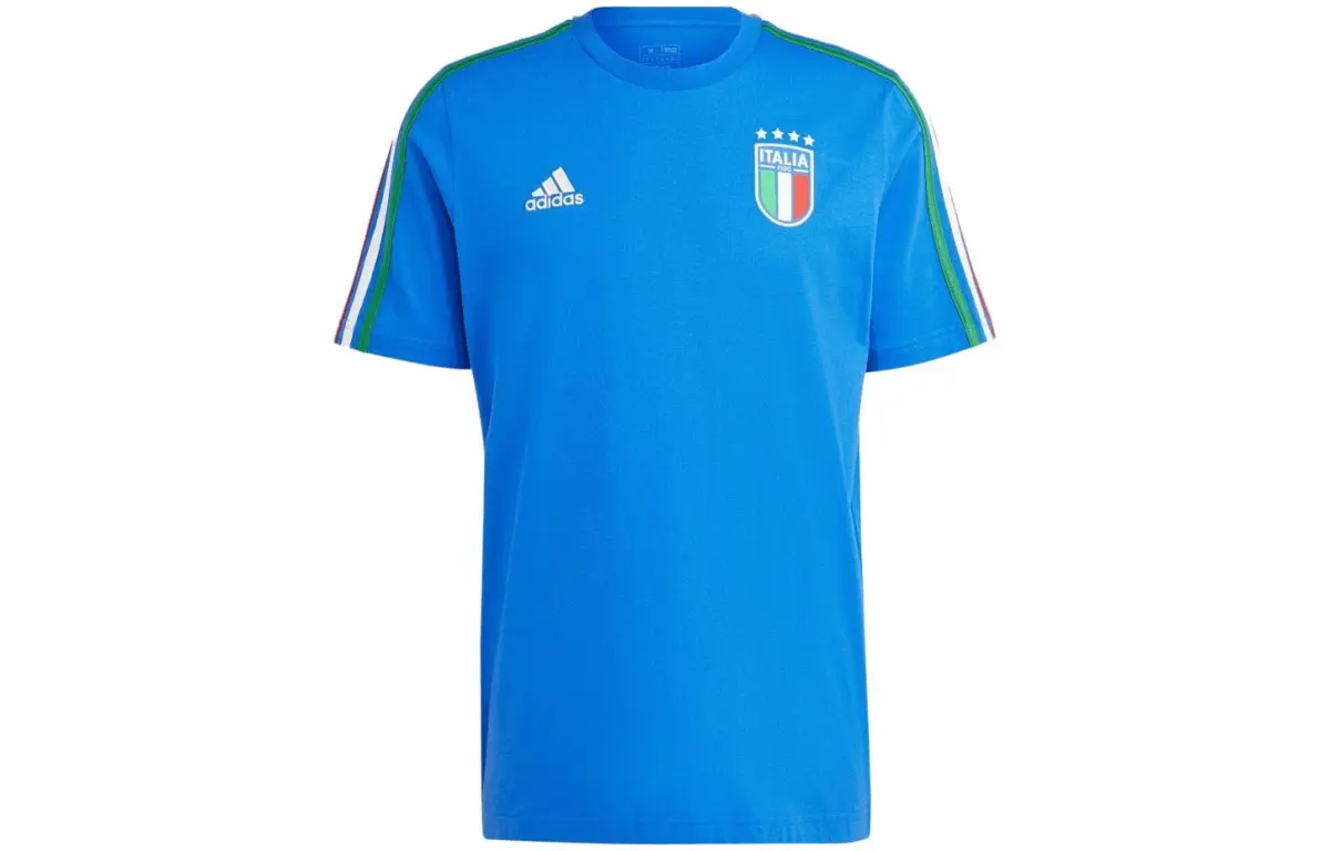 Adidas T-Shirts Men's Blue Crew Neck Moderate Straight Fit