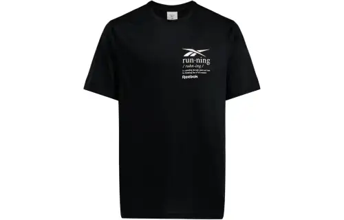 Reebok T Shirts Men's Black Crew Neck Moderate Straight Fit