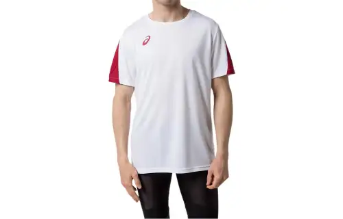 ASICS T Shirts Men's White Crew Neck Moderate Straight Fit