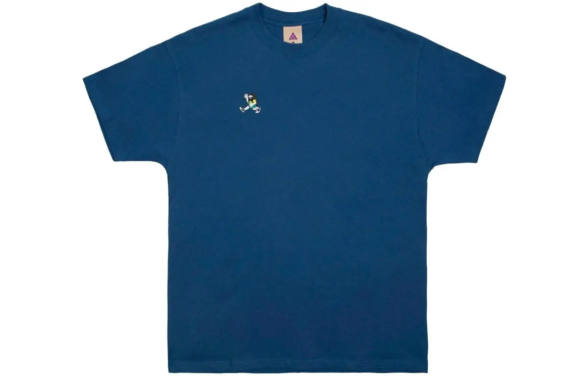 Nike T-Shirts Men's Blue Crew Neck Moderate Straight Fit