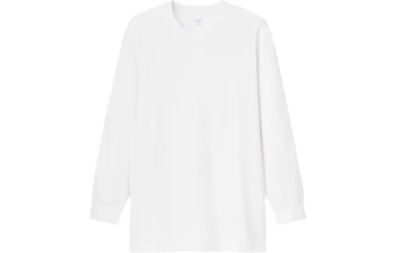 UNIQLO T Shirts Men's Pearl White Crew Neck Moderate Straight Fit