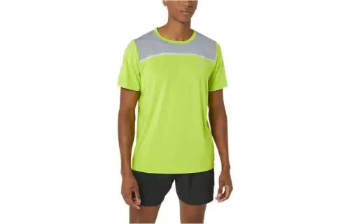 ASICS T Shirts Men's Lime Crew Neck Moderate Straight Fit