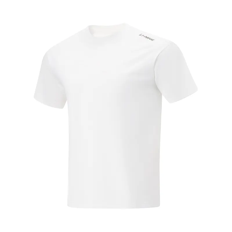 Li Ning T Shirts Men's Ivory Crew Neck Moderate