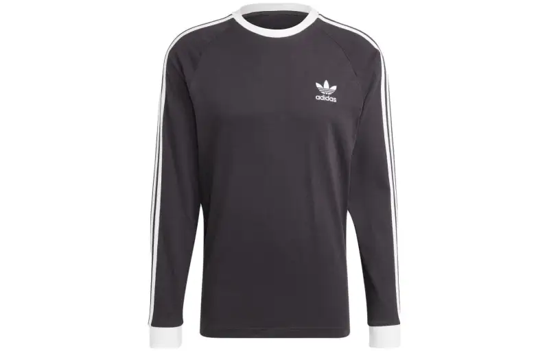 Adidas originals adicolor series double-sided striped clover long-sleeved T-shirt for men and women, black