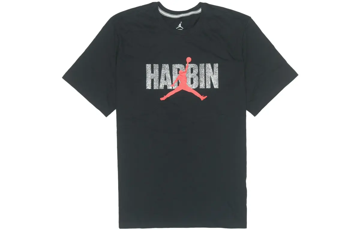 Jordan Jumpman T-Shirts Men's Black Crew Neck Moderate Straight Fit