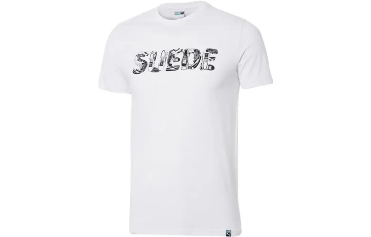 PUMA T-Shirts Men's White Crew Neck Moderate Straight Fit