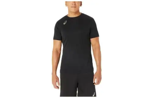 ASICS T Shirts Men's Black Crew Neck Moderate Straight Fit