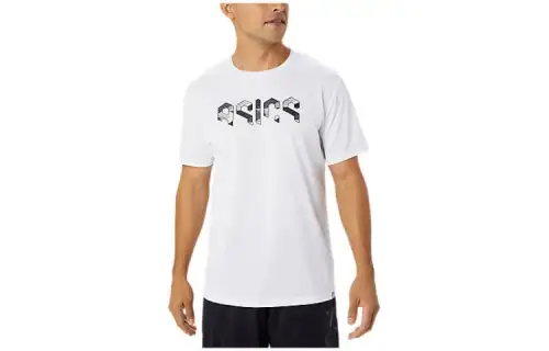 ASICS T Shirts Men's White Crew Neck Moderate Other