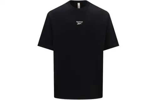 Reebok T Shirts Unisex Black Crew Neck Moderate Straight Fit