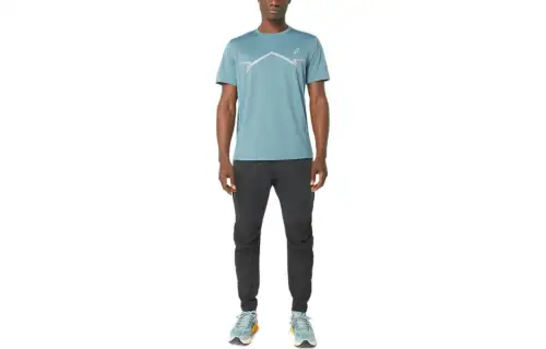 ASICS LITE SHOW T Shirts Men's Blue Crew Neck Moderate Straight Fit