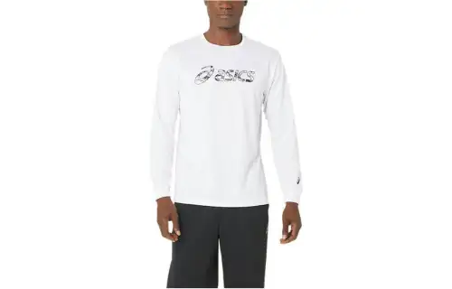 ASICS T Shirts Men's White Crew Neck Moderate Other