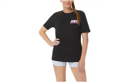 ASICS Unisex Short Sleeve T Shirts Unisex Black Crew Neck Moderate Straight Fit