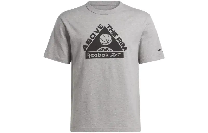 Reebok T Shirts Men's Gray Crew Neck Moderate Straight Fit