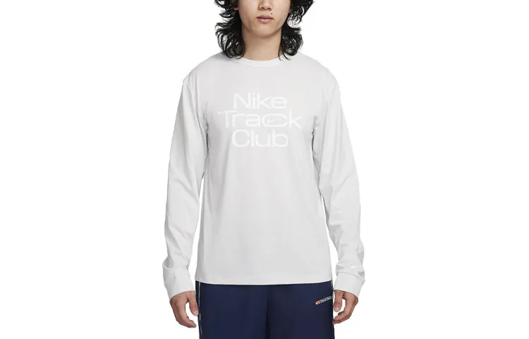 Nike T-Shirts Men's White Crew Neck Moderate Straight Fit