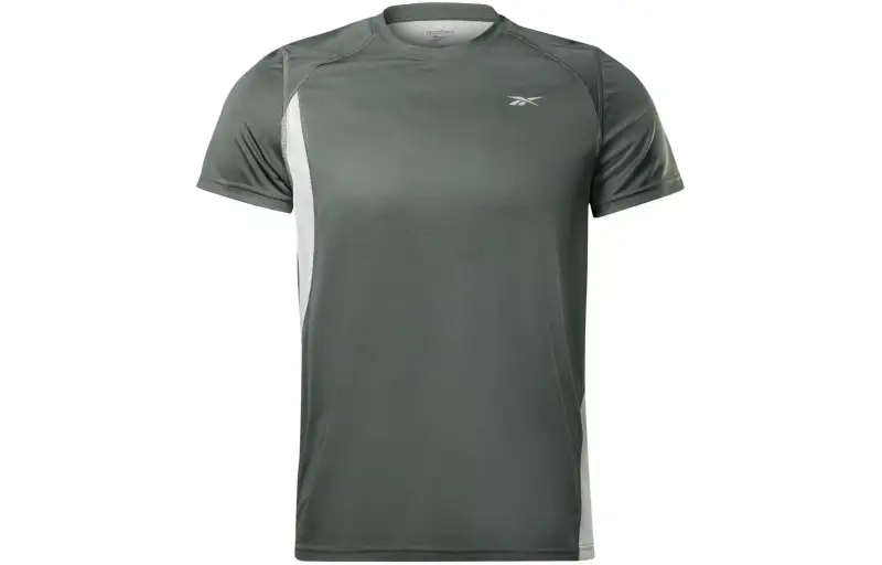 Reebok T Shirts Men's Green Crew Neck Moderate Straight Fit