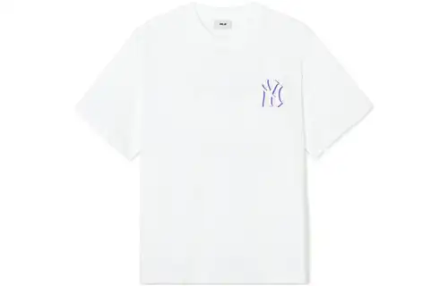 MLB New York Yankees T Shirts Unisex Ecru Crew Neck Moderate Straight Fit