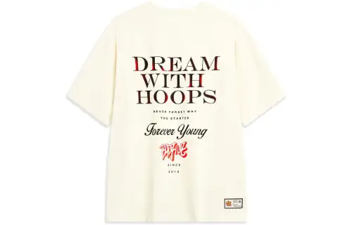 Li Ning Drop Shoulder Sleeve T Shirt Unisex Ecru