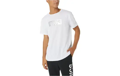 ASICS T Shirts Men's White Crew Neck Moderate Other