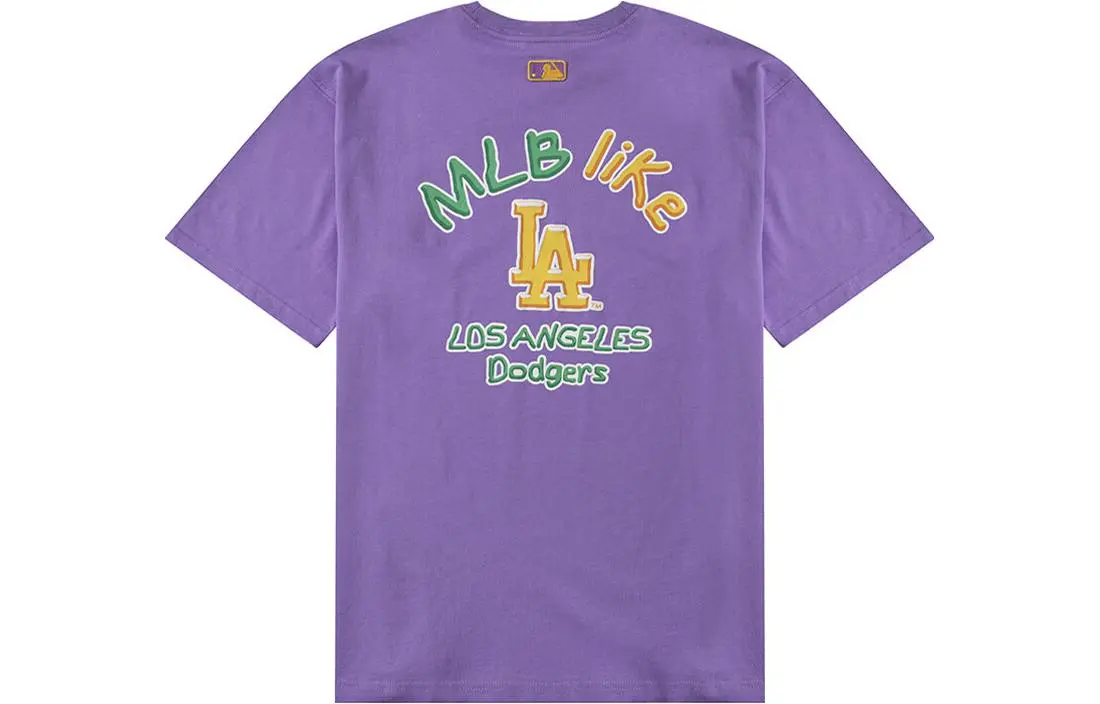MLB T-Shirts Unisex Purple Crew Neck Moderate Straight Fit