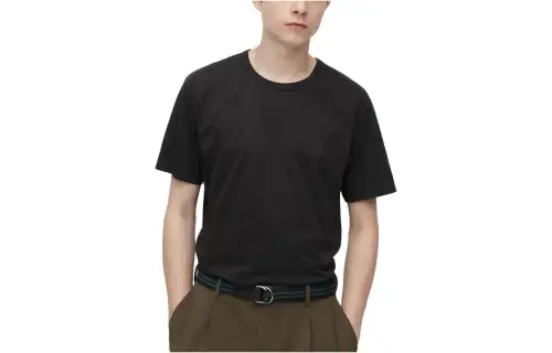 UNIQLO T Shirts Men's Black 09 Crew Neck Moderate
