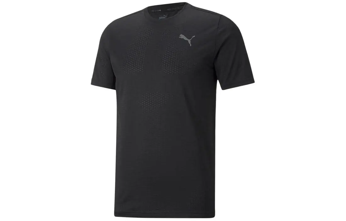 PUMA T-Shirts Men's Black Crew Neck Moderate Straight Fit