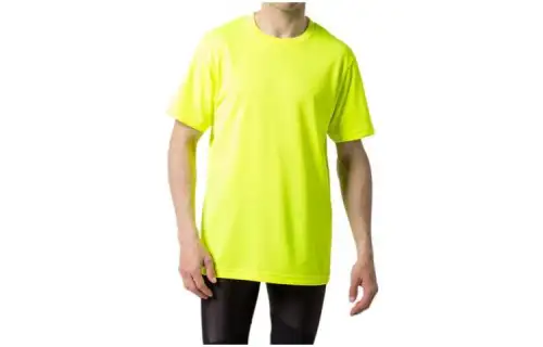 ASICS T Shirts Men's Yellow Crew Neck Moderate Straight Fit