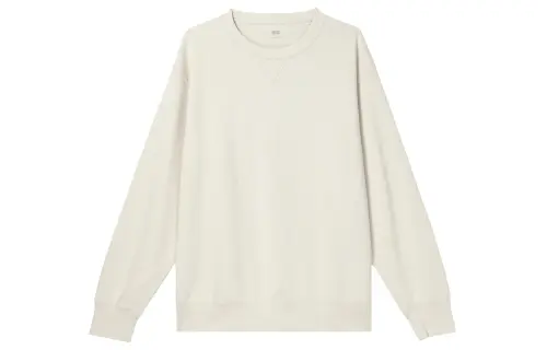 UNIQLO T Shirts Unisex Light Beige Crew Neck Moderate Straight Fit