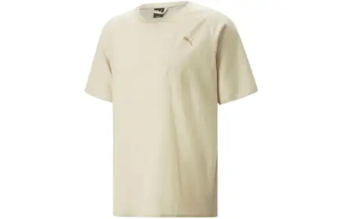 PUMA T Shirts Men's Beige Crew Neck Moderate