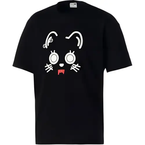 PUMA T Shirts Unisex Black Crew Neck Moderate Straight Fit