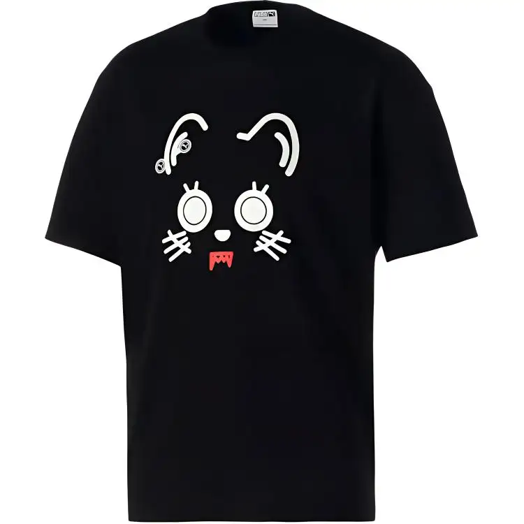 PUMA T Shirts Unisex Black Crew Neck Moderate Straight Fit