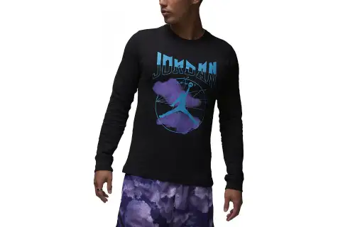 Jordan T Shirts Men's Black Crew Neck Moderate Straight Fit